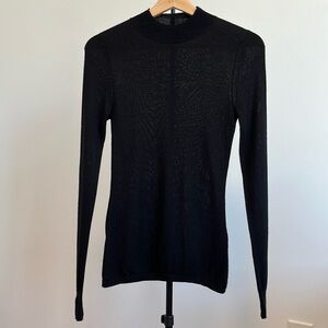 LK Bennett Ellie Black Mock Neck 100% Merino Wool Sweater S